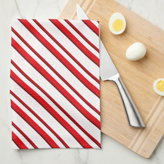 Snoep Stripes, pepermunt, rood en wit Theedoek (Quarter Fold)