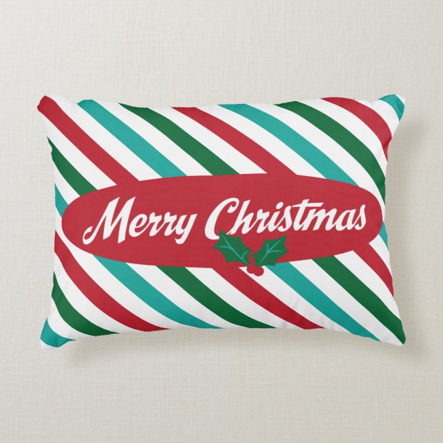 Snoep Stripes Retro Kerstmis, piloot Decoratief Kussen (Voorkant)