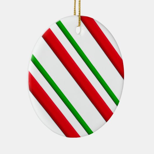 Snoep Stripes, rood, groen en wit Keramisch Ornament (Rechts)