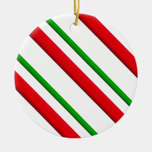 Snoep Stripes, rood, groen en wit Keramisch Ornament (Voorkant)