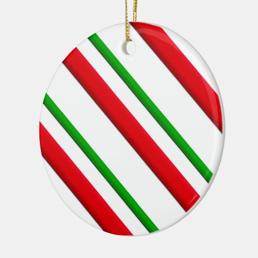 Snoep Stripes, rood, groen en wit Keramisch Ornament (Links)