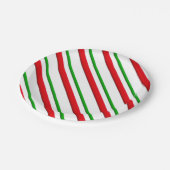 Snoep Stripes, rood, groen en wit Papieren Bordje (Gekanteld)