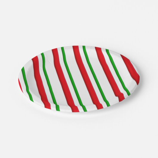 Snoep Stripes, rood, groen en wit Papieren Bordje (Gekanteld)