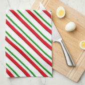 Snoep Stripes, rood, groen en wit Theedoek (Quarter Fold)