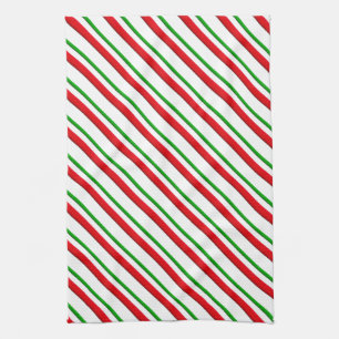 Snoep Stripes, rood, groen en wit Theedoek