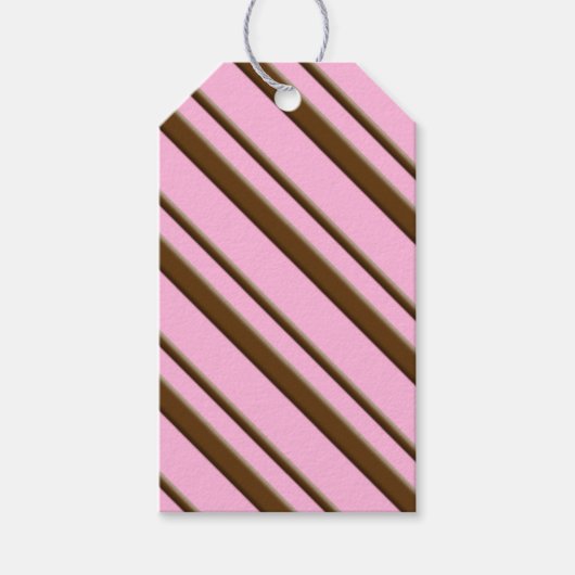 Snoep Stripes, roze en chocoladebruin Cadeaulabel (Voorkant)