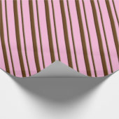 Snoep Stripes, roze en chocoladebruin Cadeaupapier (Hoek)