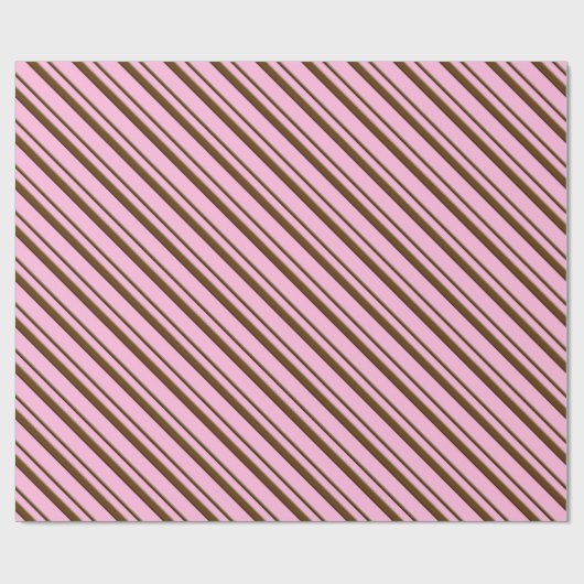 Snoep Stripes, roze en chocoladebruin Cadeaupapier (Vlak)