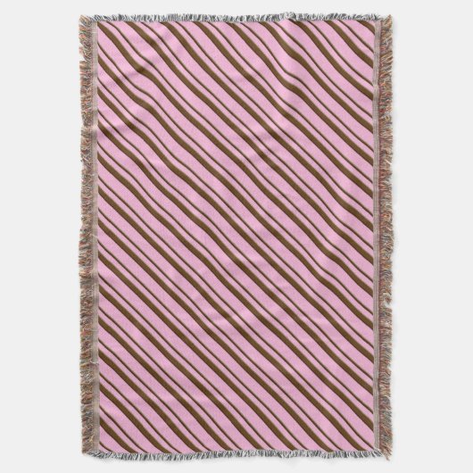 Snoep Stripes, roze en chocoladebruin Deken (Voorkant Verticaal)