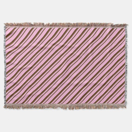 Snoep Stripes, roze en chocoladebruin Deken (Voorkant)