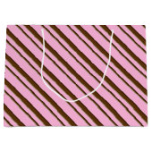 Snoep Stripes, roze en chocoladebruin Groot Cadeauzakje (Voorkant)