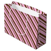Snoep Stripes, roze en chocoladebruin Groot Cadeauzakje (Achterkant Gekanteld)