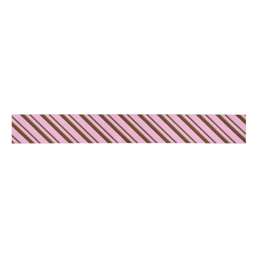 Snoep Stripes, roze en chocoladebruin Grosgrain Lint (Voorkant)
