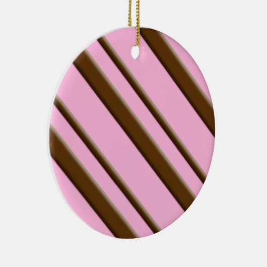 Snoep Stripes, roze en chocoladebruin Keramisch Ornament (Rechts)