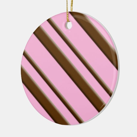 Snoep Stripes, roze en chocoladebruin Keramisch Ornament (Links)