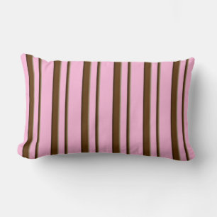 Snoep Stripes, roze en chocoladebruin Kussen