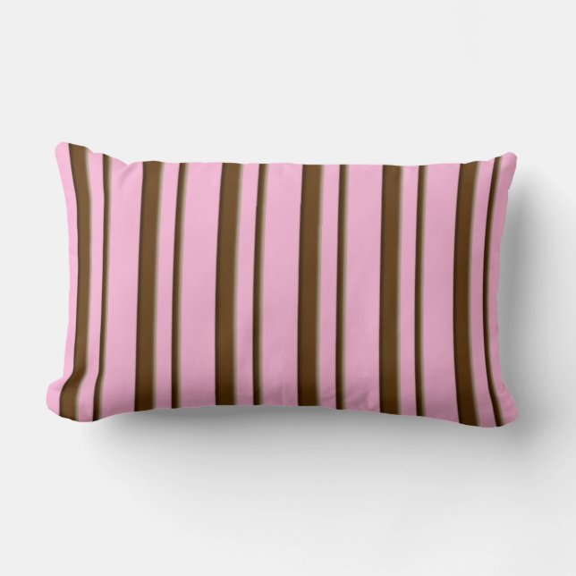 Snoep Stripes, roze en chocoladebruin Kussen (Voorkant)