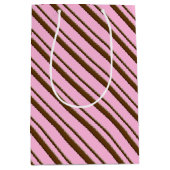 Snoep Stripes, roze en chocoladebruin Medium Cadeauzakje (Voorkant)
