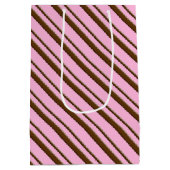 Snoep Stripes, roze en chocoladebruin Medium Cadeauzakje (Achterkant)
