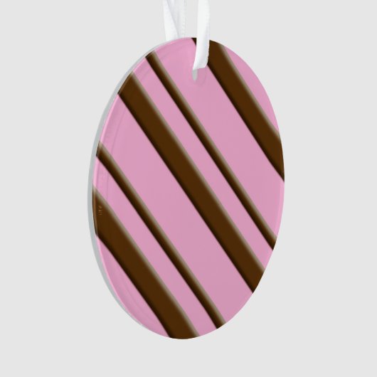 Snoep Stripes, roze en chocoladebruin Ornament (voorkant)