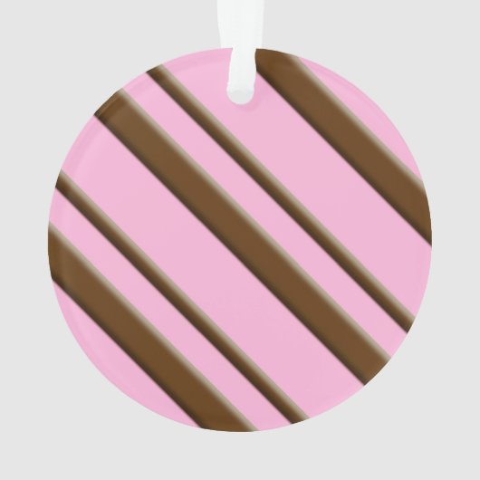 Snoep Stripes, roze en chocoladebruin Ornament (achterkant)