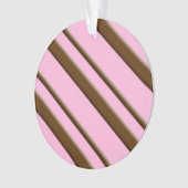 Snoep Stripes, roze en chocoladebruin Ornament (voorkant)