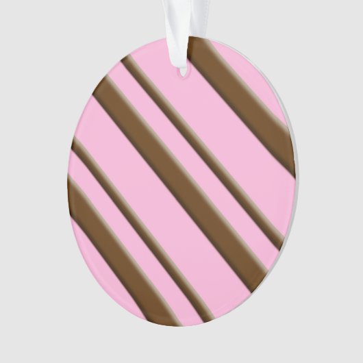 Snoep Stripes, roze en chocoladebruin Ornament (voorkant)