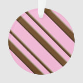Snoep Stripes, roze en chocoladebruin Ornament (voorkant)