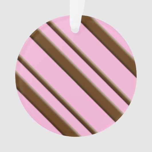 Snoep Stripes, roze en chocoladebruin Ornament (voorkant)