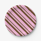 Snoep Stripes, roze en chocoladebruin Papieren Bordje (Voorkant)