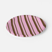 Snoep Stripes, roze en chocoladebruin Papieren Bordje (Gekanteld)