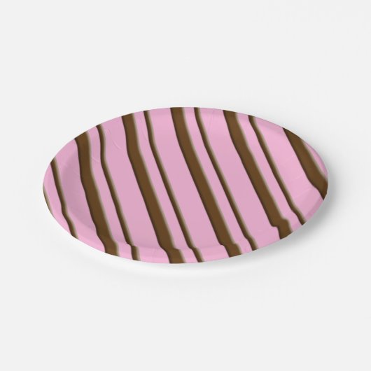 Snoep Stripes, roze en chocoladebruin Papieren Bordje (Gekanteld)