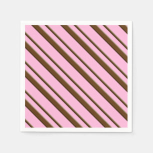 Snoep Stripes, roze en chocoladebruin Servetten