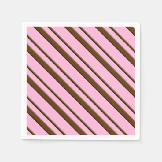 Snoep Stripes, roze en chocoladebruin Servetten (Voorkant)