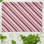 Snoep Stripes, roze en chocoladebruin Theedoek (Gevouwen)