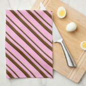 Snoep Stripes, roze en chocoladebruin Theedoek (Quarter Fold)