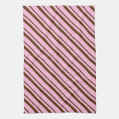 Snoep Stripes, roze en chocoladebruin Theedoek (Verticaal)