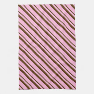 Snoep Stripes, roze en chocoladebruin Theedoek