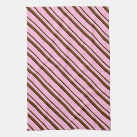 Snoep Stripes, roze en chocoladebruin Theedoek (Verticaal)