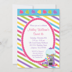 Snoep Stripes Sweet 16 Verjaardag Kaart