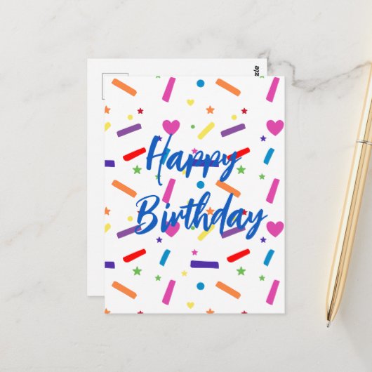 Snoep Strooisel Verjaardagsfeest Thema Briefkaart (Voorkant / Achterkant in situ)