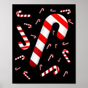 Snoep Suikerstok Kerstsnoep Rood En Wit Poster