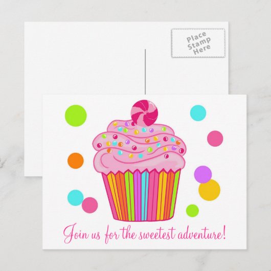 Snoep Surprise Cupcake Briefkaart (Voorkant / Achterkant)