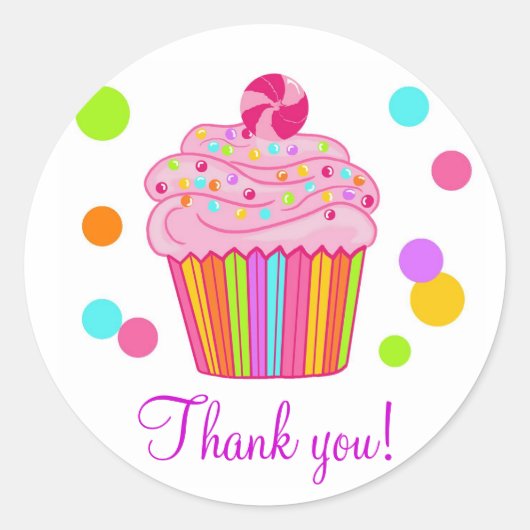 Snoep Surprise Cupcake Ronde Sticker (Voorkant)