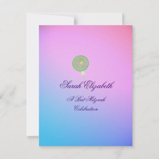 Snoep Sweet Blue Raspberry Bat Mitzvah Kaart (Achterkant)