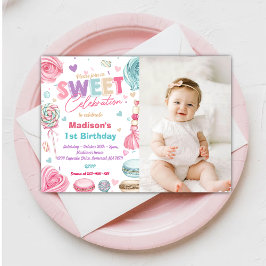 Snoep Sweet Celebrate Cupcake Verjaardagsfoto Kaart