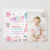 Snoep Sweet Celebrate Cupcake Verjaardagsfoto Kaart (Voorkant)