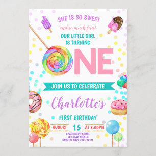 Snoep Sweet Celebration One Girl First Birthday Kaart