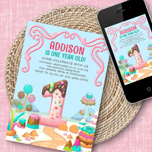 Snoep Sweet Girl's Candyland 1e Verjaardag Kaart