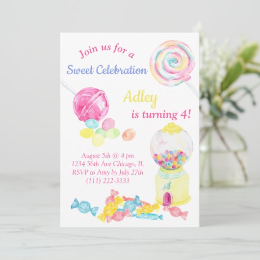 Snoep Sweet Lollipop Girl Birthday Kaart (Staand voorkant)